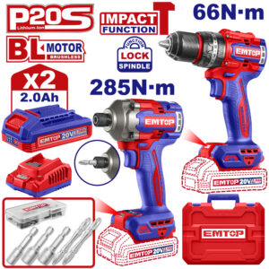 EMTOP ΠΑΚΕΤΟ ΠΡΟΣΦΟΡΑΣ BRUSHLESS ΔΡΑΠΑΝΟΚΑΤΣΑΒΙΔΟ ΚΡΟΥΣΤΙΚΟ ΚΑΙ ΠΑΛΜΙΚΟ ΚΑΤΣΑΒΙΔΙ 20V 2Χ2ΑΗ ECKL20277