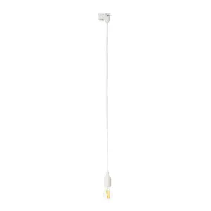 GloboStar 60858 Μονοφασικός Connector 2 Καλωδίων με 1 Μέτρο Υφασμάτινο Καλώδιο και Ντουί E27 για Λευκή Ράγα Οροφής