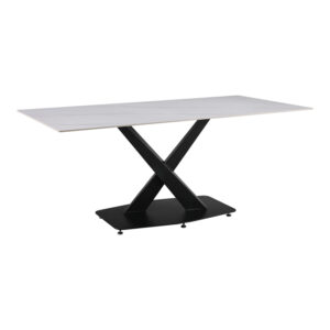 Τραπέζι Tafel pakoworld Sintered stone λευκό με μεταλλικά πόδια σε μαύρη απόχρωση 180x90x76εκ