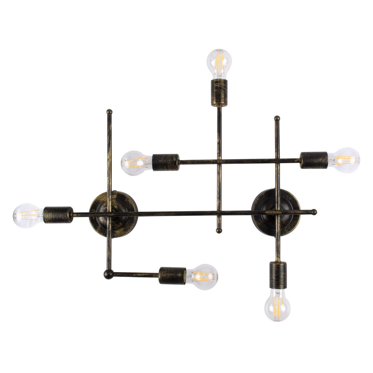 00666_0 GloboStar® PIPING 00666 Vintage Industrial Επιτοίχιο Φωτιστικό Πολύφωτο Μπρούτζινο Μεταλλικό Πλέγμα Μ66 x Π9.5 x Υ49cm