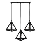 GloboStar® TRIANGLE 00621 Μοντέρνο Κρεμαστό Φωτιστικό Ράγα Τρίφωτο 3 x E27 IP20 Μαύρο Μέταλλο - Μ70 x Π22 x Y130cm - Image 15
