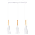 GloboStar® DILLON 00631 Μοντέρνο Κρεμαστό Φωτιστικό Ράγα Τρίφωτο 3 x E27 IP20 Λευκό Μέταλλο με Μπεζ Ξύλο - Μ54 x Π14 x Υ130cm - Image 13