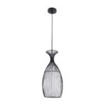 GloboStar® REA 01196 Μοντέρνο Κρεμαστό Φωτιστικό Πλέγμα Μονόφωτο 1 x E27 IP20 Μαύρο Μέταλλο με Λευκό Ύφασμα - Μ18 x Π18 x Υ43cm - Image 15