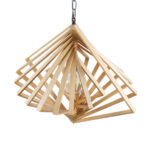 GloboStar® OCTAVE 01431 Μοντέρνο Κρεμαστό Φωτιστικό Οροφής Μονόφωτο 1 x E27 IP20 Μπεζ Ξύλο - Μ64 x Π64 x Y66cm - Image 26