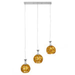 GloboStar® BOUQUET 01671 Μοντέρνο Κρεμαστό Φωτιστικό Μπάλα Τρίφωτο 3 x E27 IP20 Χρυσό Μέταλλο με Διάφανο Κρύσταλλο - Μ64 x Π18 x Υ24cm - Image 13
