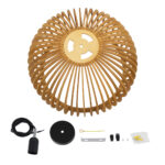 GloboStar® SCANDINAVIA 01699 Μοντέρνο Κρεμαστό Φωτιστικό Πλέγμα Μονόφωτο 1 x E27 IP20 Μπεζ Ξύλο - Μ44 x Π44 x Υ28cm - Image 23