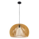 GloboStar® SCANDINAVIA 01699 Μοντέρνο Κρεμαστό Φωτιστικό Πλέγμα Μονόφωτο 1 x E27 IP20 Μπεζ Ξύλο - Μ44 x Π44 x Υ28cm - Image 16