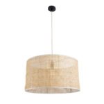 GloboStar® YOTTO 01822 Boho Κρεμαστό Φωτιστικό Καπέλο Μονόφωτο 1 x E27 IP20 Μπεζ Ξύλο - Μ55 x Π55 x Y30cm - Image 4
