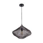GloboStar® KENTUCKY 01863 Vintage Κρεμαστό Φωτιστικό Πλέγμα Μονόφωτο 1 x E27 IP20 Καφέ Μέταλλο - Μ40 x Π40 x Υ30cm - Image 4