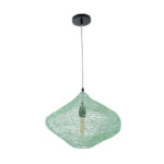 GloboStar® KENTUCKY 01864 Vintage Κρεμαστό Φωτιστικό Πλέγμα Μονόφωτο 1 x E27 IP20 Τιρκουάζ Μέταλλο - Μ40 x Π40 x Υ30cm - Image 4