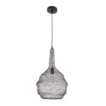 GloboStar® KENTUCKY 01881 Vintage Κρεμαστό Φωτιστικό Πλέγμα Μονόφωτο 1 x E27 IP20 Καφέ Μέταλλο - Μ30 x Π30 x Υ50cm - Image 4