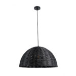 GloboStar® MONTANA 02383 Boho Κρεμαστό Φωτιστικό Καμπάνα Μονόφωτο 1 x E27 IP20 Μαύρο Ξύλο - Μ50 x Π50 x Υ25cm - Image 4