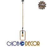 GloboStar® MALVERN 10001237 Vintage Κρεμαστό Φωτιστικό Ανάρτηση Μονόφωτο 1 x E27 IP20 Μαύρο Μέταλλο με Μπεζ Σχοινί - Μ33 x Π18 x Υ22cm - Image 11