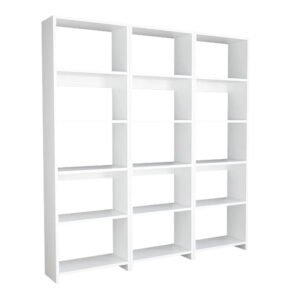 Βιβλιοθήκη Rabuku pakoworld σε λευκή απόχρωση 146x22x160εκ