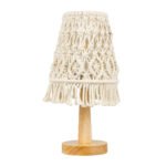 GloboStar® RWANDA 36210 Boho Επιτραπέζιο Φωτιστικό Πορτατίφ Μονόφωτο 1 x E27 IP20 Μπεζ Σχοινί με Καφέ Ξύλο - Μ15 x Π15 x Υ30cm - Image 13