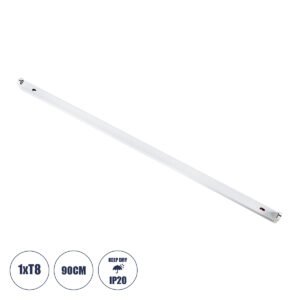 GloboStar® TUBATO 60148 Μεταλλικό Σκαφάκι για 1 x Λάμπα 90CM T8 G13 LED AC 220-240V IP20 Μ90 x Π3.4 x Υ4.3cm