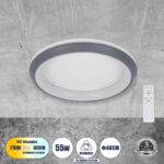 GloboStar® MELINA 61042 Πλαφονιέρα Οροφής Κύκλος LED CCT 55W 6376lm 120° AC 220-240V - Εναλλαγή Φωτισμού μέσω Τηλεχειριστηρίου All In One Ψυχρό Λευκό 6000k+Φυσικό Λευκό 4500k+Θερμό Λευκό 2700k Dimmable Φ48cm - Ανθρακί - 3 Years Warranty