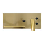 GloboStar® PALADIN 61357 Μοντέρνο Φωτιστικό Τοίχου - Απλίκα Ξενοδοχείου Bed Side LED 6W 720lm 36° AC 220-240V - Reading Light & Κρυφός Φωτισμός - Φορτιστές USB 3A & Wireless 20W - Μ30 x Π11 x Υ12cm - Φυσικό Λευκό 4500K - Χρυσό Βούρτσας - Αριστερό - Image 16