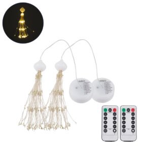 GloboStar® 79796 ΣΕΤ 2 x Διακοσμητικές Γιρλάντες Μπαταρίας (2x 3xAAA Δεν Περιλαμβάνονται) 200+200 LED 3+3 Watt και Ασύρματο Χειριστήριο 8 Προγραμμάτων Φωτισμού Dimmable Θερμό Λευκό 3000K
