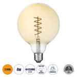GloboStar® 99138 Λάμπα E27 G125 Γλόμπος LED SOFT SPIRAL FILAMENT 6W 490 lm 320° AC 85-265V Edison Retro με Μελί Γυαλί Ultra Θερμό Λευκό 2200 K Dimmable
