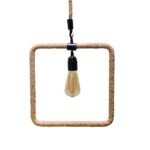 GloboStar® MALVERN 10001240 Vintage Κρεμαστό Φωτιστικό Ανάρτηση Μονόφωτο 1 x E27 IP20 Μαύρο Μέταλλο με Μπεζ Σχοινί - Μ33 x Π22 x Υ33cm