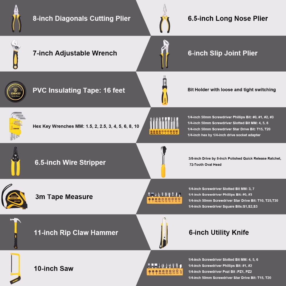 8938 Σετ 168 Εργαλείων Χειρός DEKO DKMT168 - Image 9