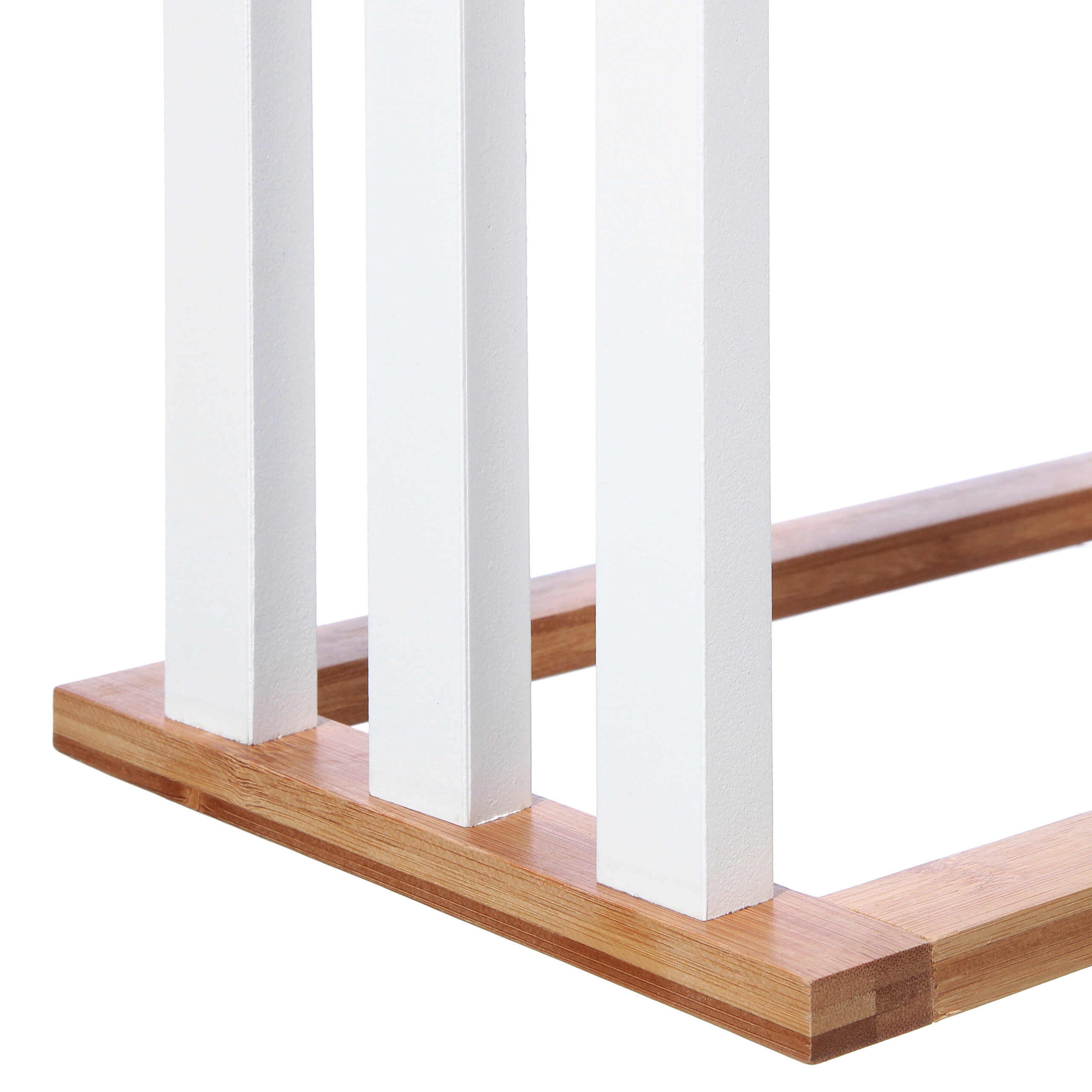 199-000498-1 Κρεμάστρα επιδαπέδια Tower pakoworld MDF-μπαμπού λευκό-φυσικό 55x24x82εκ - Image 2