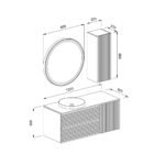 Πάγκος VIEN Ανθρακί MDF 18mm Λάκα 120 S3BVIE120ANBM 120x50x52cm - Image 2