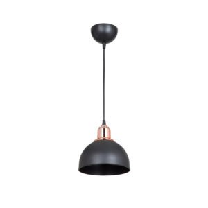 GloboStar® ΗUT 203-0145 Μοντέρνο Κρεμαστό Φωτιστικό Καμπάνα Μονόφωτο 1 x E27 IP20 Μάυρο με Χρυσό Πλαστικό - Μ17.5 x Π17.5 x Υ80cm