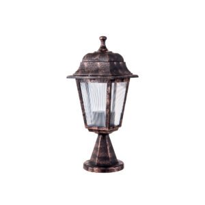 GloboStar® SOLME 203-0215 Vintage Επιδαπέδιο Φωτιστικό Φαναράκι Μονόφωτο 1 x E27 IP44 Χάλκινο Πλαστικό Σώμα - Μ15 x Π15 x Υ38cm