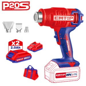 EMTOP ΠΙΣΤΟΛΙ ΘΕΡΜΟΥ ΑΕΡΑ ΜΠΑΤΑΡΙΑΣ 20V/2x2Ah EHGN20021SE