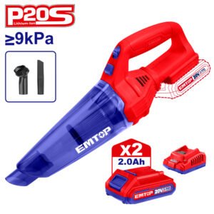 EMTOP ΣΚΟΥΠΑΚΙ ΜΠΑΤΑΡΙΑΣ 20V/2X2Ah ELVC201261SE