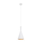 GloboStar® SHANGHAI 01026-C Μοντέρνο Κρεμαστό Φωτιστικό Καμπάνα Μονόφωτο 1 x E27 IP20 Λευκό & Χρυσό Μέταλλο - Μ19 x Π19 x Υ38cm - Image 4