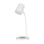 GLOBOSTAR® LUCORA 76555 Μοντέρνο Επιτραπέζιο Φωτιστικό Γραφείου με Ασύρματη Φόρτιση 10W 2A & 4W Bluetooth Ηχείο LED 3W 300lm 120° DC 5V με USB-C IP20 Ρυθμιζόμενο Λευκό CCT με Αφή 2700K/4500K/6000K Dimmable - Sanan SMD Chip - Λευκό - Μ12 x Π12 x Υ32cm - 2