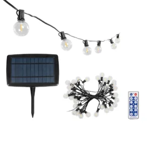 GLOBOSTAR® TWILIGHT 79668 Μοντέρνο Φωτιστικό Κήπου Γιρλάντα 10.5m με 30 Λάμπες & IR Ασύρματο Χειριστήριο LED 18W 1620lm 360° DC 3.7V με Ενσωματωμένο Φωτοβολταϊκό Panel 5.5V 3W & Επαναφορτιζόμενη Μπαταρία Li-ion 3.7V 2x18650 4400mAh Αδιάβροχο IP65 Θερμό Λε