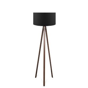 GloboStar® SAGA 204-0038 Μοντέρνο Eπιδαπέδιο Φωτιστικό Μονόφωτο 1 x E27 IP20 Καφέ Ξύλο με Μαύρο Ύφασμα - Μ38 x Π38 x Υ140cm