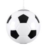 GloboStar® FOOTBALL 00647 Μοντέρνο Κρεμαστό Παιδικό Φωτιστικό Μπάλα Μονόφωτο 1 x E27 IP20 Λευκό & Μαύρο Γυαλί Μ25 x Π25 x Υ25cm