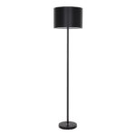GloboStar® ASHLEY 00822 Μοντέρνο Επιδαπέδιο Φωτιστικό Μονόφωτο 1 x E27 IP20 Μαύρο Μέταλλο με Μαύρο Ύφασμα - Μ35 x Π35 x Υ145cm