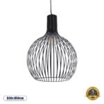 GloboStar® SCANDI 01266 Μοντέρνο Κρεμαστό Φωτιστικό Οροφής Μονόφωτο 1 x E27 AC220-240V IP20 - Φ38 x Υ50cm - Μαύρο Μεταλλικό Καμπάνα - 5 Χρόνια Εγγύηση