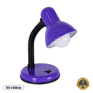 GloboStar® STUDENT 01537 Μοντέρνο Επιτραπέζιο Φωτιστικό Πορτατίφ Μονόφωτο 1 x E27 IP20 Μωβ Μέταλλο με Μαύρο Πλαστικό - Μ12 x Π12 x Υ32cm