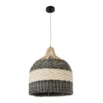 GLOBOSTAR® BARBADOS 01944 Boho Κρεμαστό Φωτιστικό Οροφής με Ντουί 1 x E27 AC 220-240V IP20 - Μπεζ & Χακί - Μ40 x Π40 x Υ45cm - Image 4