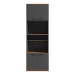 Ντουλάπα κουζίνας Rowan pakoworld σε oak-ανθρακί απόχρωση 60x42x182εκ - Image 2