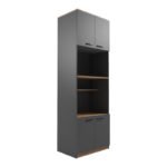 Ντουλάπα κουζίνας Rowan pakoworld σε oak-ανθρακί απόχρωση 60x42x182εκ - Image 4