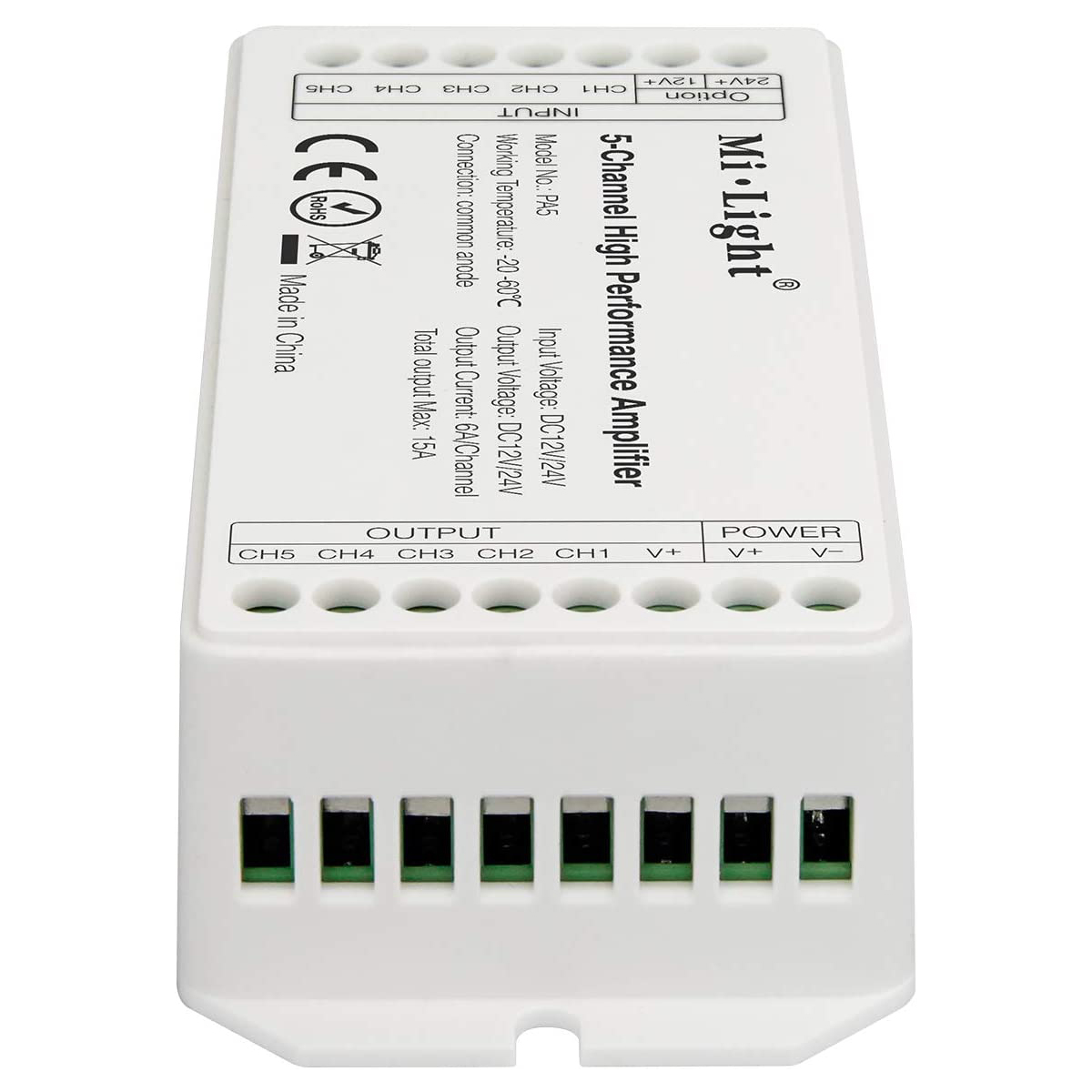 71429_11 GLOBOSTAR® MiBOXER-PA5 71429 DC Ενισχυτής Ισχύος & Σήματος Υψηλής Ταχύτητας με 5 x 6A 144W Κανάλια DC 12-24V 15A 360W Max IP20 - Μ11.4 x Π4.9 x Υ2.8cm - 5 Χρόνια Εγγύηση - Image 11