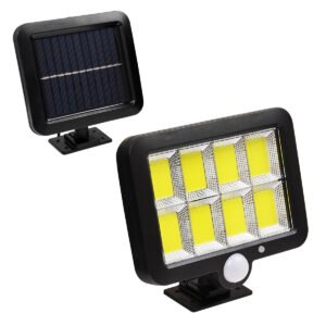 GLOBOSTAR® ZETA 71464 Προβολέας με Ανιχνευτή PIR / Αισθητήρα Κίνησης LED 40W 400lm 120° DC 5V με Φωτοβολταϊκό Panel 5V 2W & Επαναφορτιζόμενη Μπαταρία Li-ion 3.2V 2400mAh Αδιάβροχο IP65 Ψυχρό Λευκό 6000K - Sanan Chip - Μαύρο - Μ15 x Π3.5 x Υ13cm - 2 Χρόνια