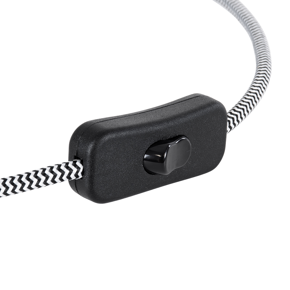 77668_3 GLOBOSTAR® WHIP 77668 Μοντέρνο DIY Φωτιστικό με Υφασμάτινο Καλώδιο, Ντουί 1 x E27, Διακόπτη On/Off & Πρίζα AC 220-240V IP20 - Λευκό & Μαύρο - Μ140 x Π5.8 x Υ5.8cm - Image 4