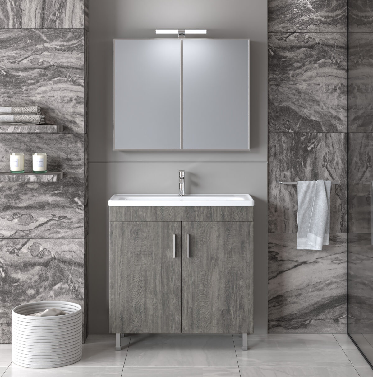 Σετ Έπιπλο Μπάνιου Skopelos Berlin 80 9SSK080BE0W Πάγκος 78x36x83 - Image 1
