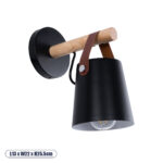 GloboStar® AMY 00947 Μοντέρνο Επιτοίχιο Φωτιστικό Απλίκα Μονόφωτο 1 x E27 IP20 Μαύρο Μέταλλο