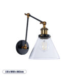 GloboStar® OLIVIA 01068 Vintage Φωτιστικό Τοίχου Απλίκα Μονόφωτο με Σπαστό Μεταλλικό Βραχίονα και Γυάλινη Καμπάνα Φ19 x Μ63 x Π19 x Υ77cm