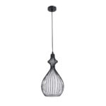 GLOBOSTAR® REA 01197 Μοντέρνο Κρεμαστό Φωτιστικό Οροφής με Ντουί 1 x E27 AC 220-240V IP20 - Μαύρο & Λευκό - Μ21 x Π21 x Υ40cm - Image 4